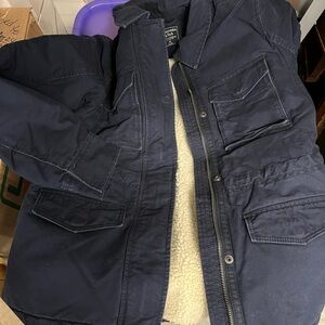 NWOT Abercrombie & Fitch Women’s Sherpa‑Lined Canvas Field Jacket XS Navy